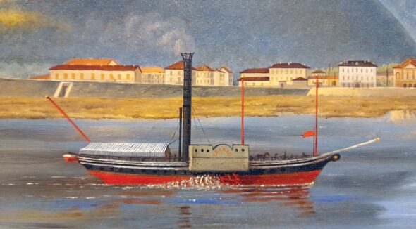 Piroscafo dettaglio da un dipinto di Luigi Litta